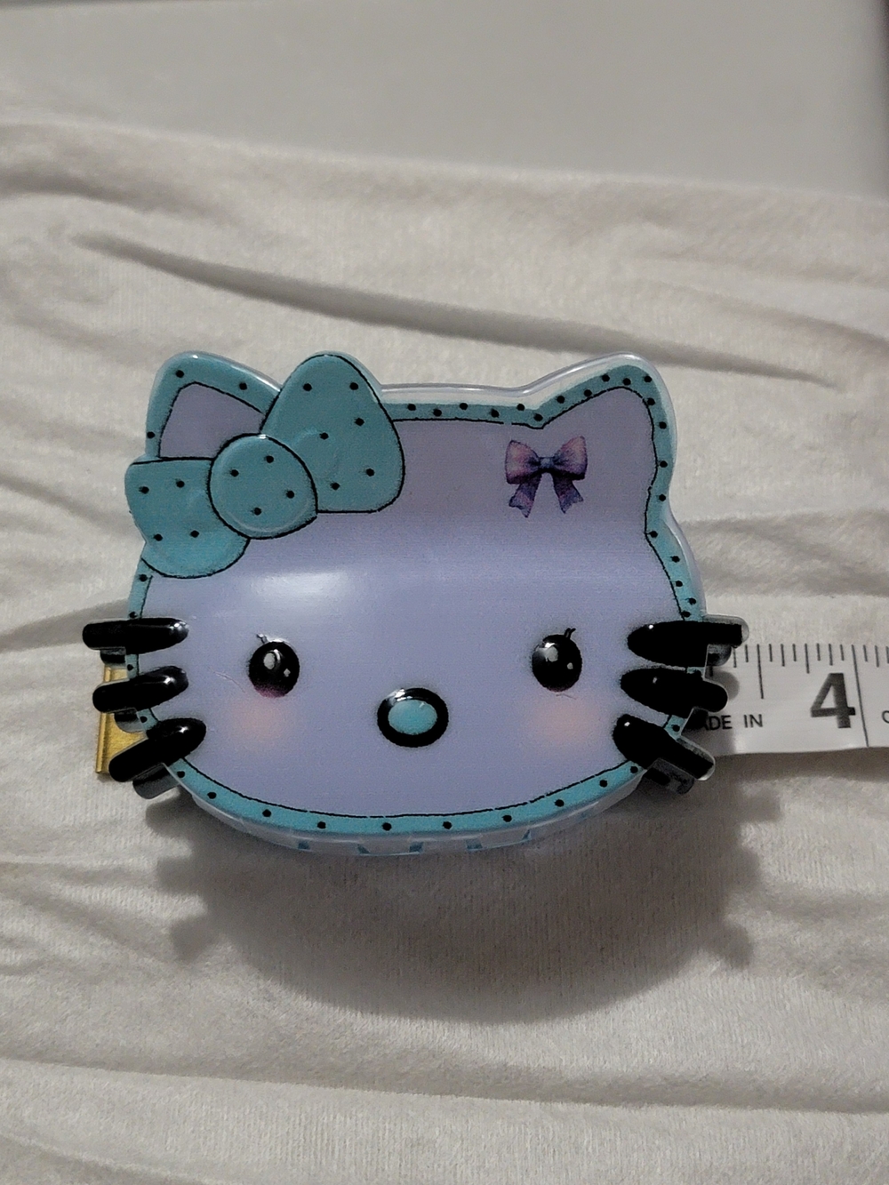 Kids Polka Dot Bow Cat Hair Clip - Light Blue